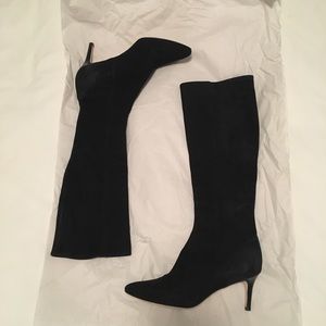 Black suede stretch boots